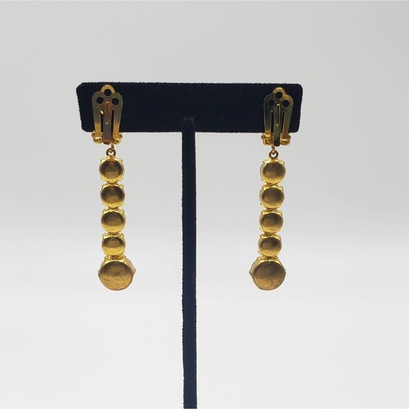 Vtg Austrian Aurora rhinestone clip-on earrings - Picture 3 of 6